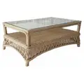 Mansell Rattan Coffee Table with Glass Top, 100cm