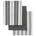 Selkirk Organic Cotton 3 Piece Tea Towel Set, Charcoal Stripe