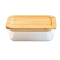 Pebbly Rectangular Glass Food Storage Container with Bamboo Lid, 1.5 Litre