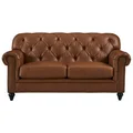 Mostyn Faux Leather Chesterfield Sofa, 2 Seater, Tan