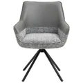 Cruz Leather & Fabric Swivel Dining Chair, Set of 2, Grey