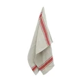 Lyon Linen Tea Towel, Classic Stripe, Beige / Red