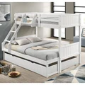Seastar Wooden Bunk Bed with Hanging Shelf & Double Trundle, Trio