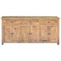 Morgan Solid Mango Wood Timber Parquetry 6 Door 3 Drawer Buffet Table, 200cm