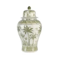 Plantation Porcelain Temple Jar, Green / White