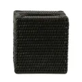 Paume Handcrafted Rattan Square Tissue Box, Black