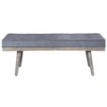 Capella Tufted Fabric & Mango Wood Bench, 120cm, Grey