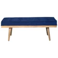Capella Tufted Fabric & Mango Wood Bench, 120cm, Indigo Blue