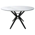 Maya Faux Marble Top Round Dining Table, 120cm, White / Black