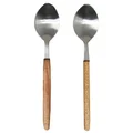 Fetuna Stainless Steel Pointed Spoon, Timber Handle, Set of 2