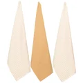 Maison Cotton Teal Towel Set, Pack of 3, Beige Stripe