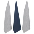 Maison Cotton Teal Towel Set, Pack of 3, Navy Stripe
