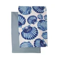 Blue Scallops Cotton Tea Towel Set, Pack of 2