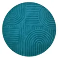 Unity No.6230 Handwoven Wool Round Rug, 160cm, Turquoise