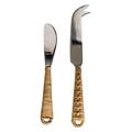 Arcore 2 Piece Rattan Handled Stainless Steel Cheese & Pate Knife Set