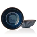 Minoru Touki Sendan Japanese Porcelain 21.5cm Ramen Noodle Bowl, Set of 2, Midnight Blue