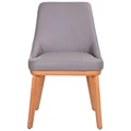 Mycoros Leather Dining Chair, Mid Grey / Wheat