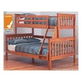 Forte Solid Pine Timber Trio Bunk Bed - Teak Stain
