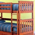 Forte Solid Pine Timber Single Bunk Bed with Trundle - Teak Stain