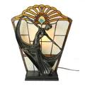 Mazie Tiffany Style Stained Glass Figurine Decor Lamp, Amber