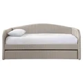 Morangie Corduroy Fabric Day Bed with Trundle, Beige
