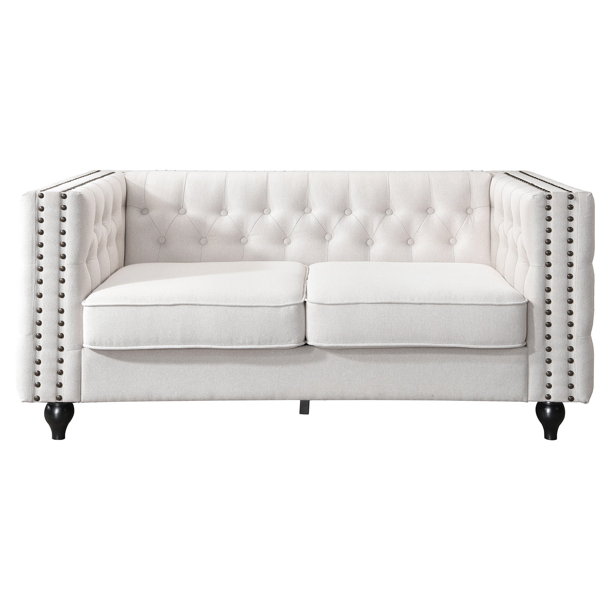 Firch Tufted Fabric Sofa, 2 Seater, Oatmeal