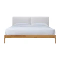 Austen Fabric & Timber Platform Bed, King, Cream / Oak