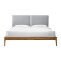 Austen Fabric & Timber Platform Bed, King, Light Grey / Oak