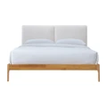 Austen Fabric & Timber Platform Bed, Queen, Cream / Oak