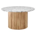 Cosmos Round Coffee Table, 85cm, Terrazzo / Oak