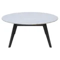 Oia Marble & Timber Round Coffee Table, 90cm, White / Black