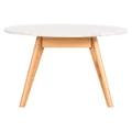 Oia Marble & Timber Round Coffee Table, 70cm, White / Oak