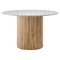 Cosmos Round Dining Table, 105cm, Terrazzo / Oak