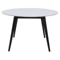 Oia Marble & Timber Round Dining Table, 120cm, White / Black