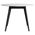 Oia Marble & Timber Round Dining Table, 100cm, White / Black