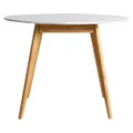 Oia Marble & Timber Round Dining Table, 100cm, White / Oak