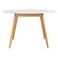 Oia Marble & Timber Round Dining Table, 120cm, White / Oak