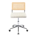 Blake Rattan & Boucle Fabric Office Chair
