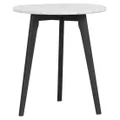 Oia Marble & Timber Round Side Table, White / Black