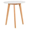 Oia Marble & Timber Round Side Table, White / Oak