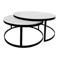 Maddison 2 Piece Marble & Iron Round Nested Coffee Table Set, 100/87cm