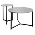 Dakota 2 Piece Marble & Iron Round Nested Coffee Table Set, 71/43cm