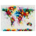"Paint Splashes Map of The World" Stretched Canvas Wall Art Print, 120cm