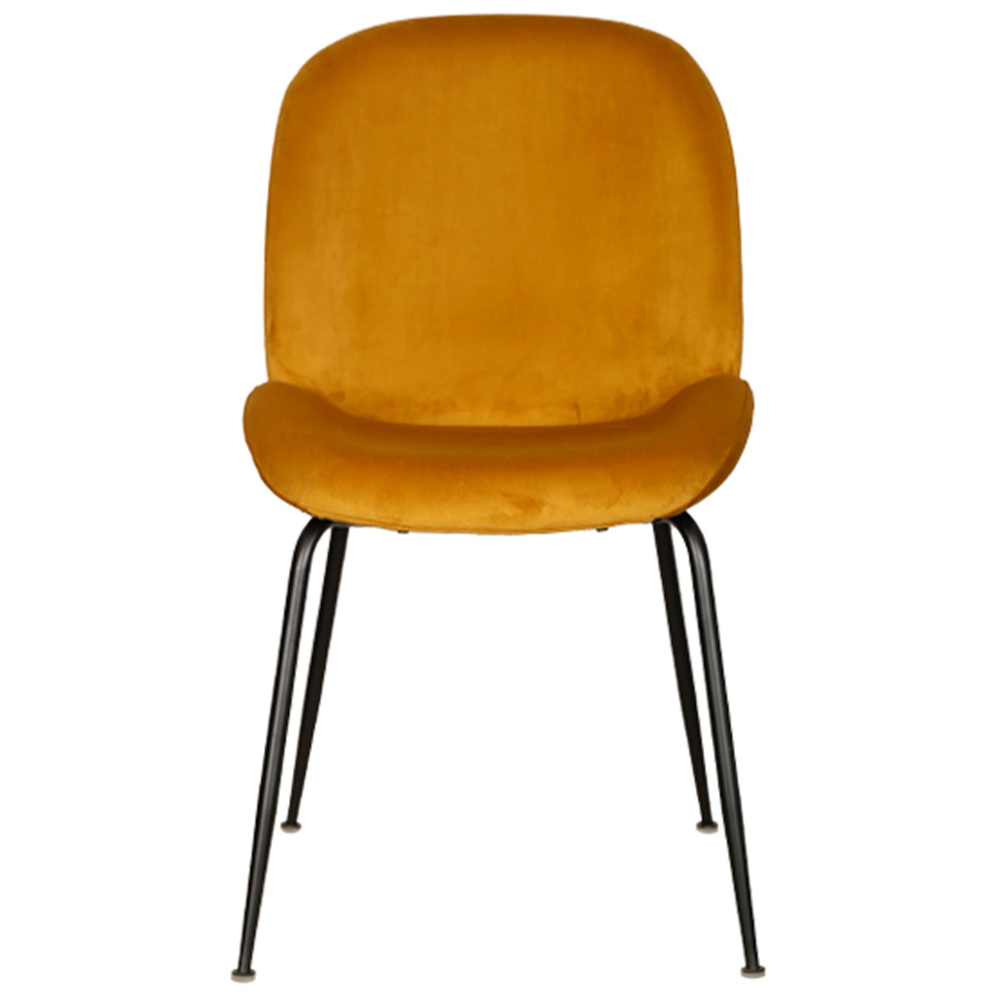 Aizel Velvet Fabric Dining Chair, Mustard / Black