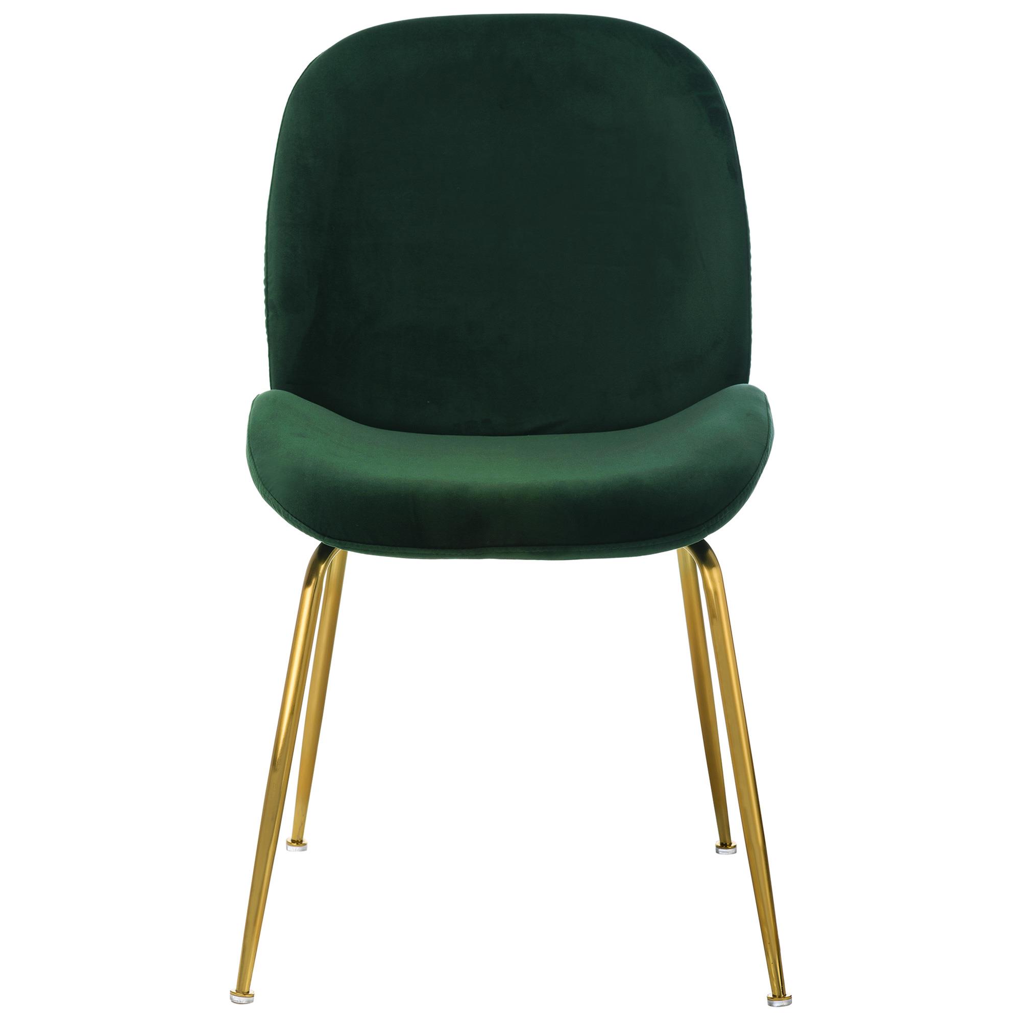Aizel Velvet Fabric Dining Chair, Emerald / Gold