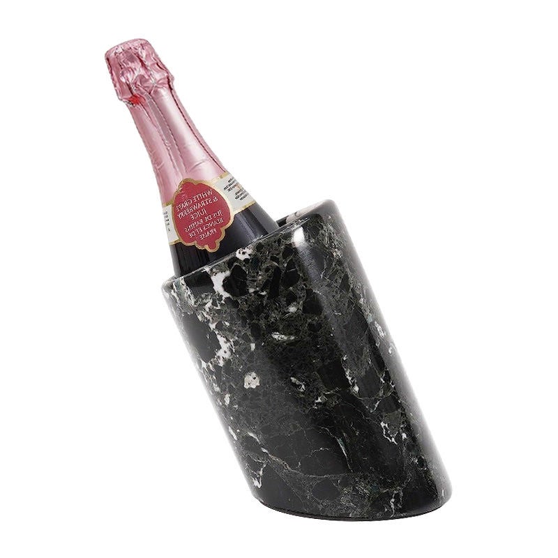Marcellus Marble Leaning Wine Chiller, Black