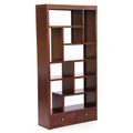Pagama Mahogany Timber Display Shelf / Room Divider with Drawers, Mahogany