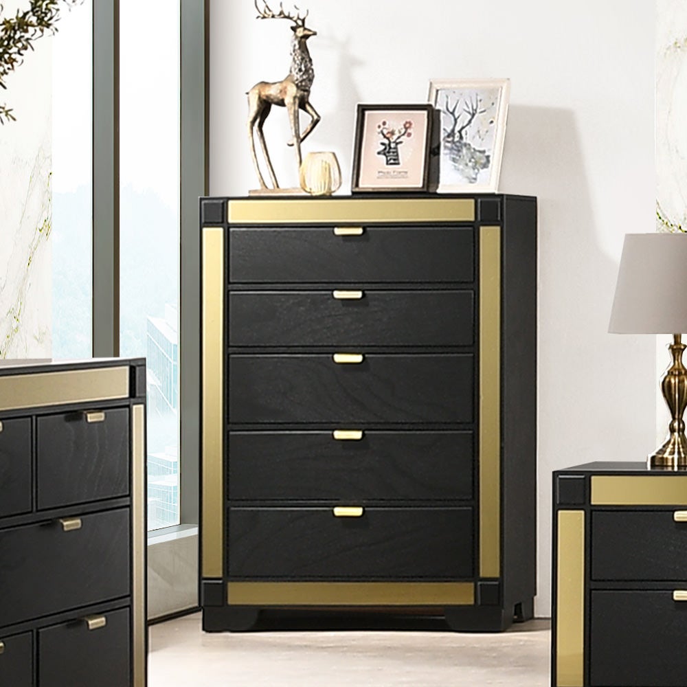 Nouveau Wooden 5 Drawer Tallboy