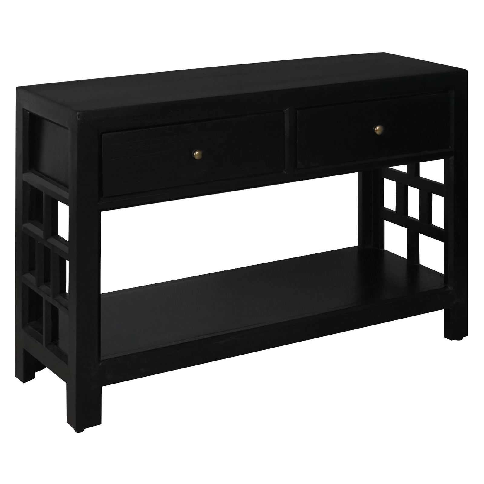 New Macaire Timber 2 Drawer Console Table, 112cm, Black