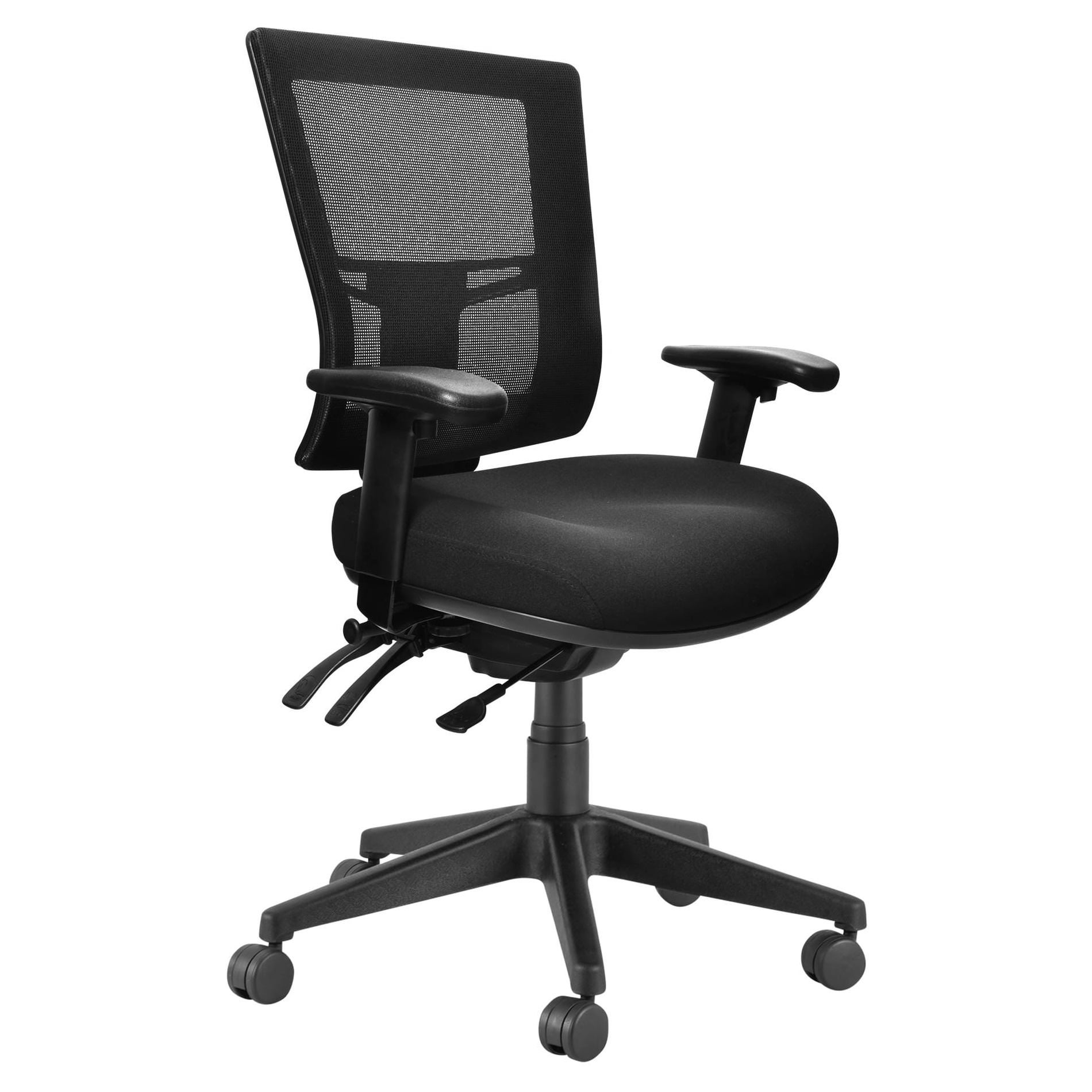 Buro Metro II Mesh Mid Back Fabric Office Chair with Arms, Nylon Base, Black / Black